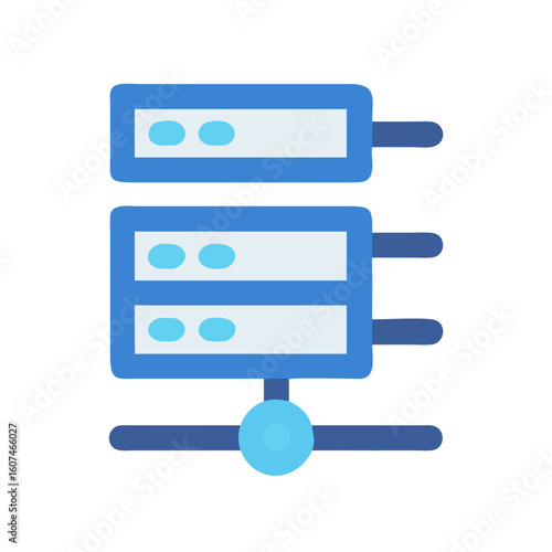 Blue server data network illustration on black background