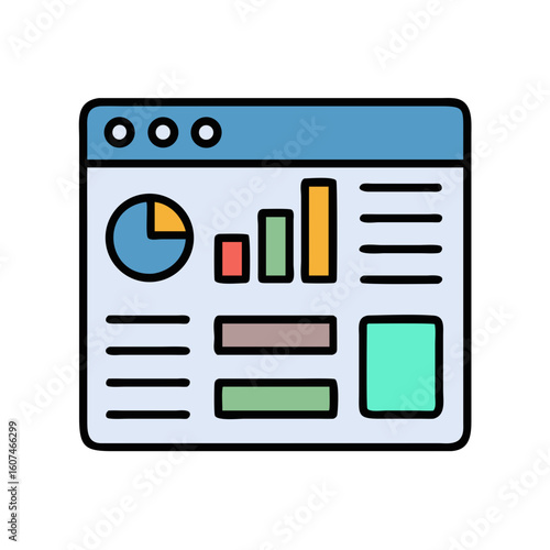 Colorful Data Dashboard Visualization with Pie Charts and Bars