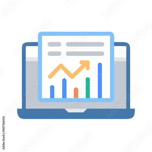 Laptop displaying financial data chart for online business growth