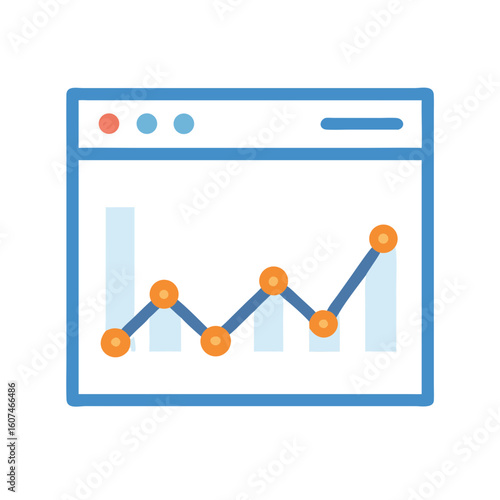 Abstract web window displaying business performance growth chart