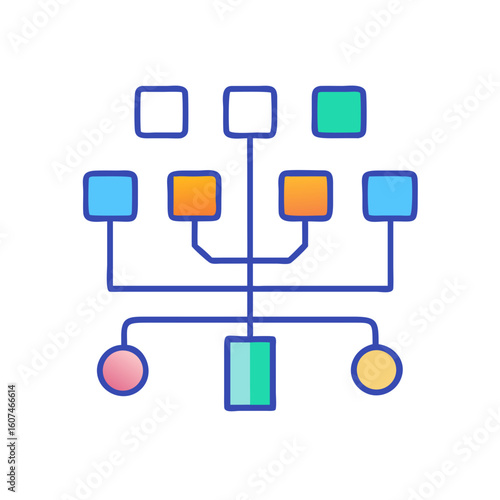 Colorful genealogy chart diagram illustration on the black background