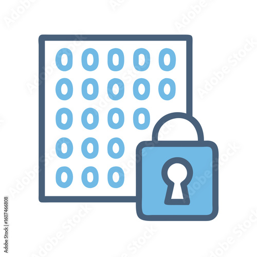 Digital safety access code and data protection flat icon