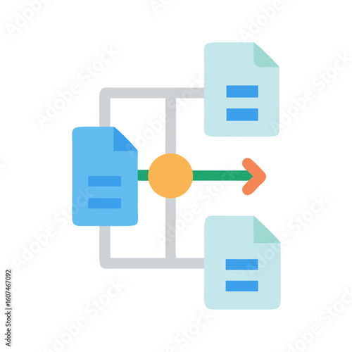 File transfer connection with direction arrow showing document sharing
