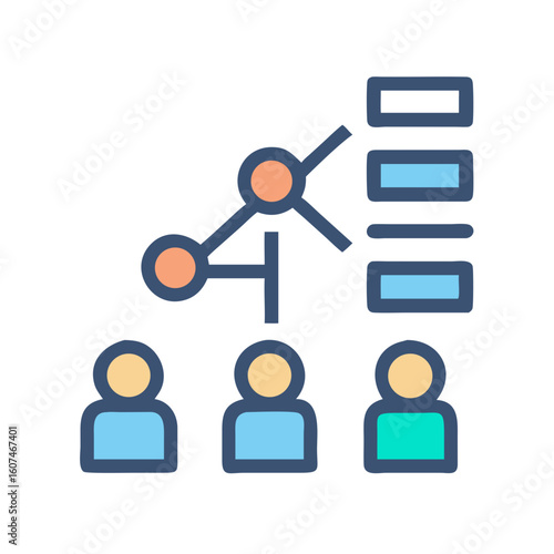 Organizational hierarchy chart featuring personnel management and data representation