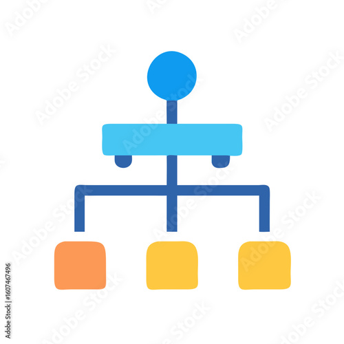 Blue organizational chart on black background demonstrates structure and hierarchy