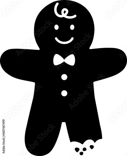 Gingerbread man cookies with bites taken off silhouette.
Bitten gingerbread man silhouette vector.
Holiday gingerbread man cookie.
Transparent background. svg.