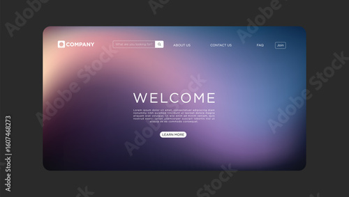Modern website template with soft gradient background welcomes visitors to explore your business