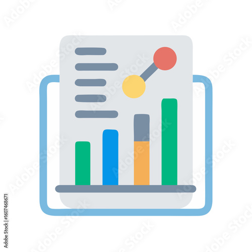Flat illustration of financial chart with analysis report