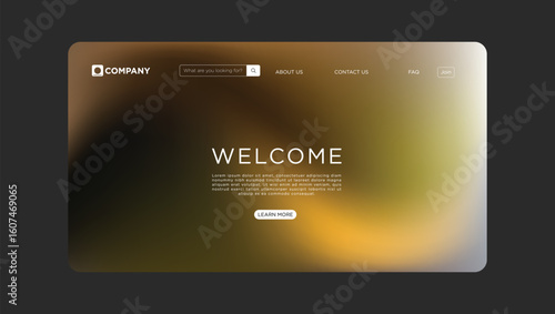 Modern website design with blurred background welcomes visitors to explore and learn more