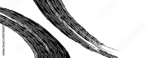 Grunge tire track, wheel braking marks. Truck, car or motorcycle tread pattern silhouette. Auto race, motorsport, speed racing design element. eps 10