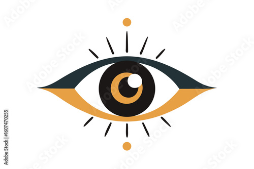 Mystical all seeing eye symbol with celestial accents