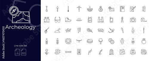 Archeology Line Editable Icons set. Vector illustration in modern thin line style of Archeology icons: exploring, history, archaeology, etc