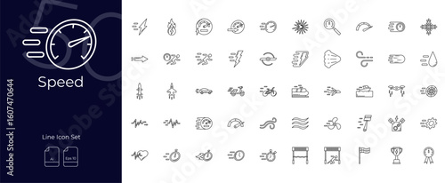 Speed Line Editable Icons set. Vector illustration in modern thin line style of Speed icons: fast, performance, turbo, etc