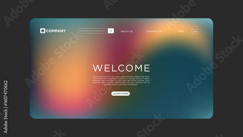 Modern welcome landing page design with vibrant gradient background for business website