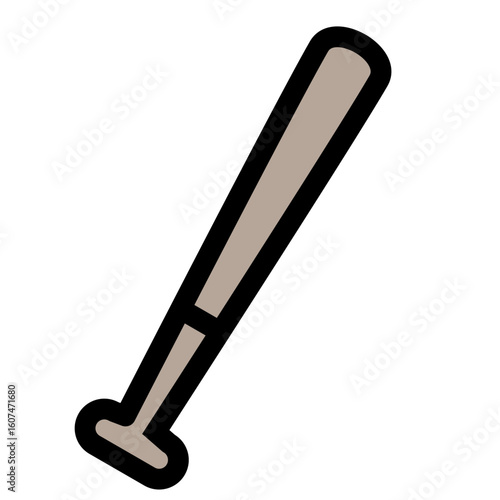 A simple and bold baseball bat icon, perfect for sports-themed designs and promotional materials.