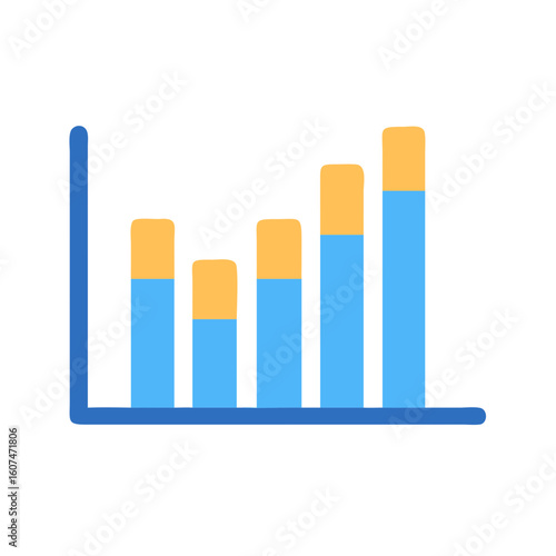 Minimalistic bar graph illustration on black background showing growth