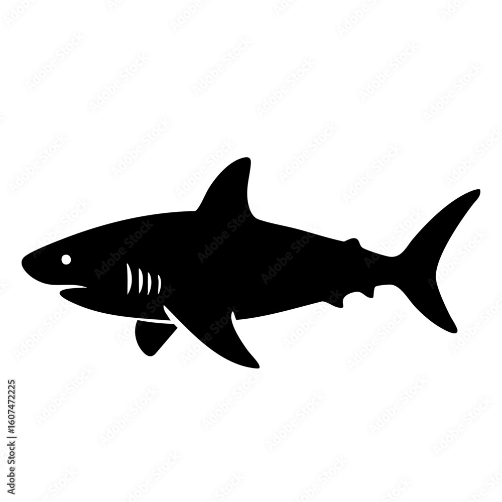 Fototapeta premium Shark silhouette icon black clipart on transparent background