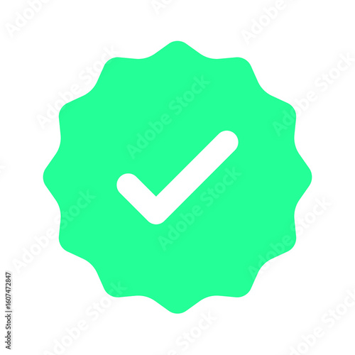 Green Starburst Icon with White Checkmark for Approval or Certification