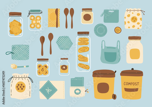 Eco friendly kitchen items and compost bins reusable