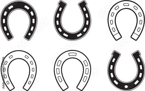 Horseshoe Collection Vector Black and White