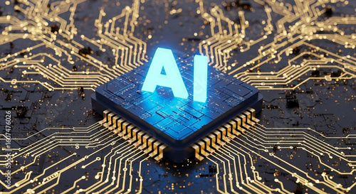 Cutting-edge AI chip with glowing letters promises a revolutionary technology future for innovative solutions