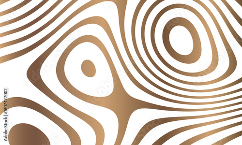 Abstract flowing organic lines with a metallic copper gradient on a white background