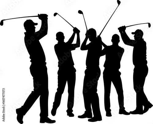  swing, golf swing, sports, athlete, golfing, black and white, vector,  bundle