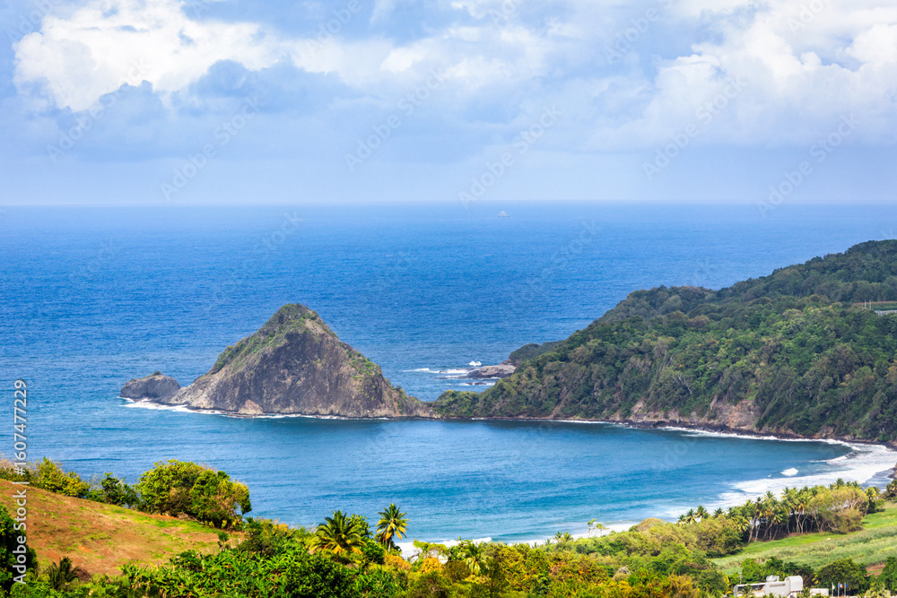 Obraz premium Anse Charpentier, in Martinique, France, on the Atlantic ocean. Located between Marigot and Sainte-Marie, Anse Charpantier is one of the most beautiful beaches on the island.