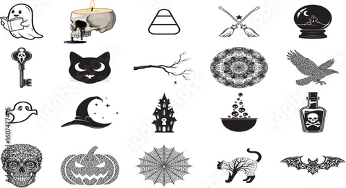 Halloween & Witchcraft Vector Icon Set | Spooky Gothic Symbols for Graphic Design