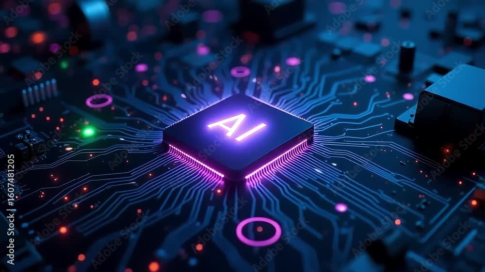 Ai artificial intelligence technology chip future learning machine neural network concept design