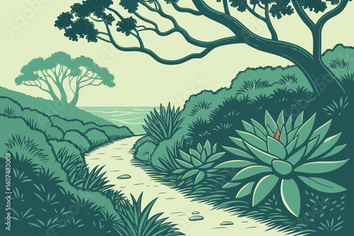  lush green foliage, verdant garden, vibrant succulents, intricate plant textures, dense shrubbery, tranquil natural setting, striking botanical arrangement, striking lighting and shadows, dreamlike