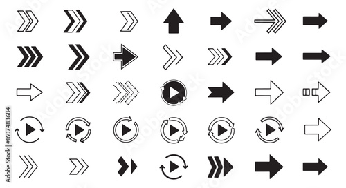 Arrow icons direction navigation symbols vector