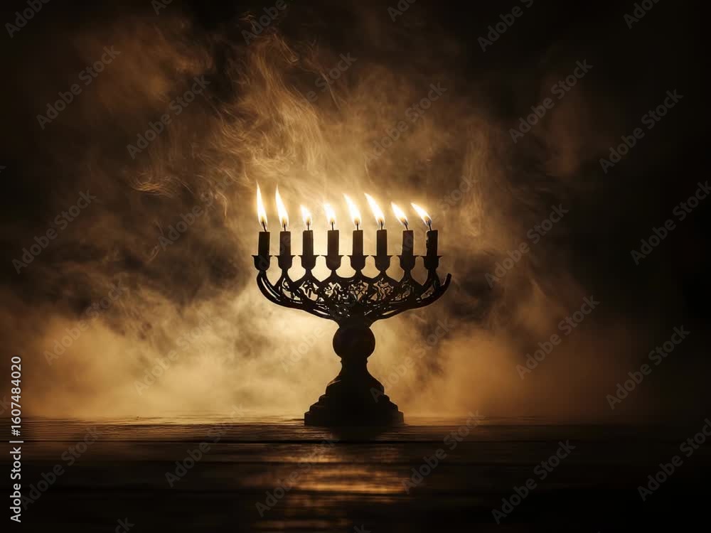 custom made wallpaper toronto digitalElegant Hanukkah Menorah Lighting Celebration in Atmospheric Golden Light
