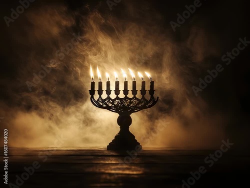 Wallpaper Mural Elegant Hanukkah Menorah Lighting Celebration in Atmospheric Golden Light Torontodigital.ca