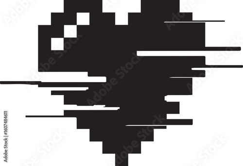 Distorted Pixelated Heart Graphic for Modern Design and Digital Art, Emphasizing Imperfection and Technical Glitches