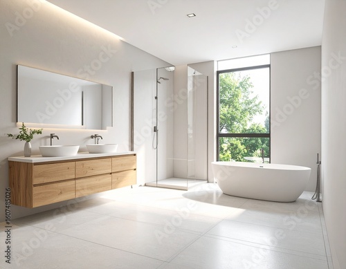 Wallpaper Mural Baño minimalista con paredes blancas y sanitarios modernos Torontodigital.ca