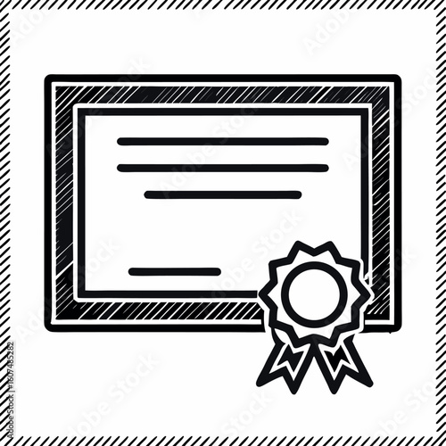 black and white certificate with ribbon clip art preview