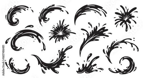 Black liquid splashes and swirls white