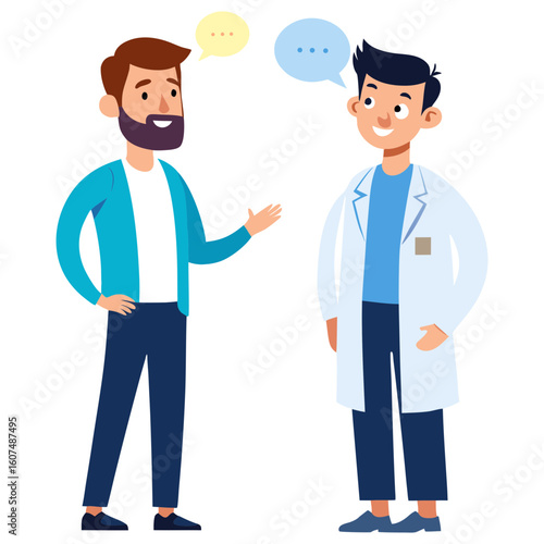 Doctor and patient discussing health with speech bubbles