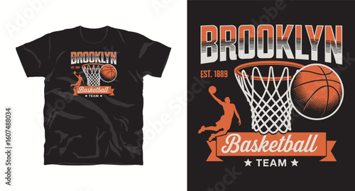 Brooklyn Basketball Team Graffiti Style Sport T-Shirt Design Print