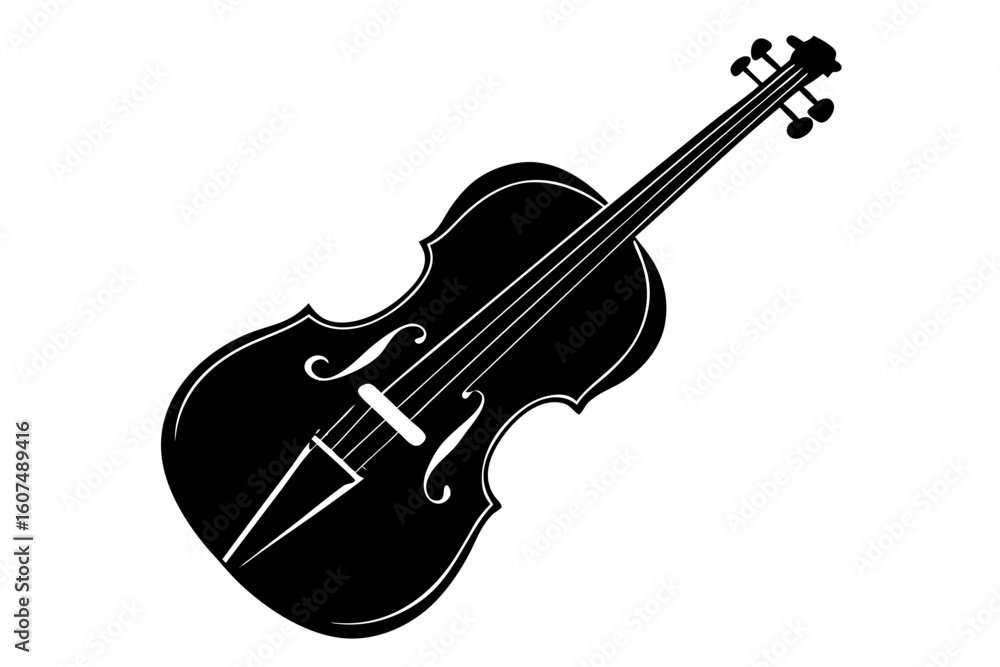 Fototapeta premium Elegant musical instrument cello silhouette vector illustration