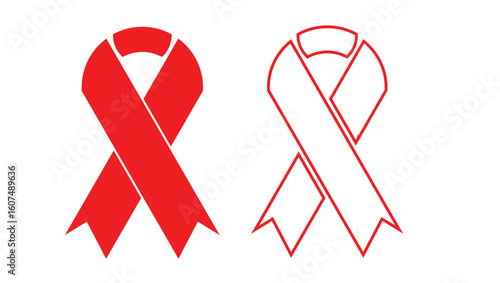 Red Love Valentine Day Abstract Shape Ribbon Vector Ilustration on White Background