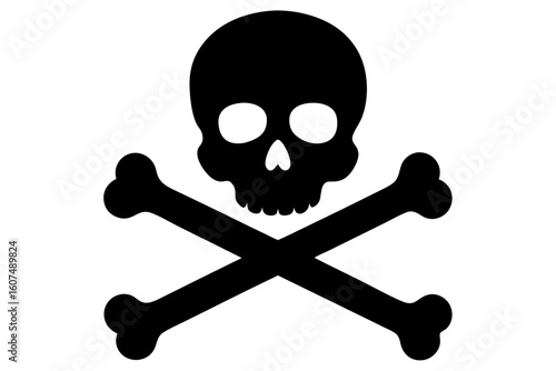 Skull crossbones danger pirate symbol death head silhouette vector illustration