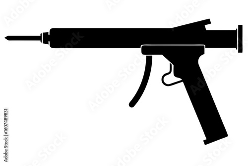 Caulking gun applicator construction tool silhouette vector illustration