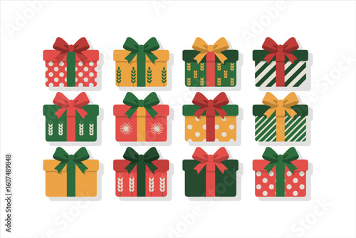 Gift boxes with the red ribbons in eco paper isolated on the white background