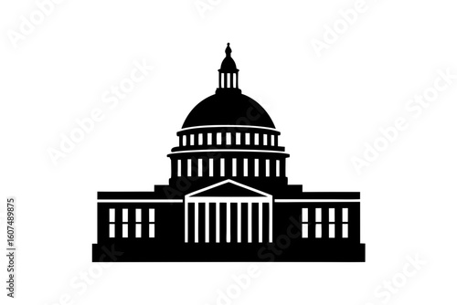 Capitol building government architecture landmark silhouette vector illustration