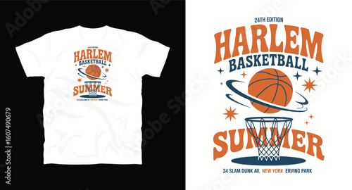 Harlem Summer Basketball Graffiti Style Sport T-Shirt Design Print