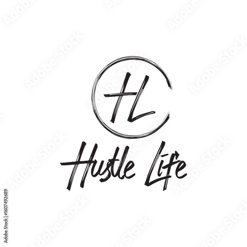 The **Hustle Life logo** features a bold and dynamic design with strong typography and energetic elements, symbolizing ambition, drive, and a relentless pursuit of success.
