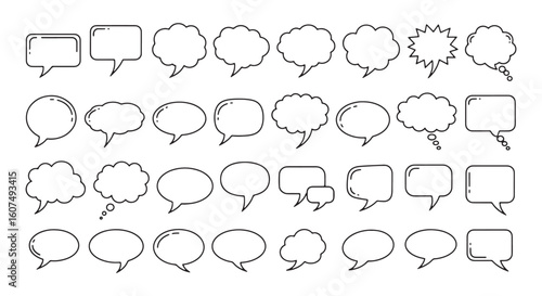 Various speech bubbles and thought bubbles comic conversation