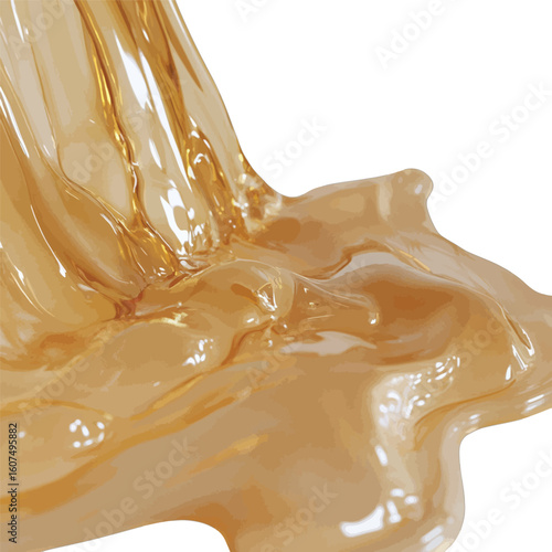 Golden liquid flowing glossy viscous vector